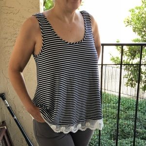 🟢 Lucid-Pink Dark Blue & White Striped Top